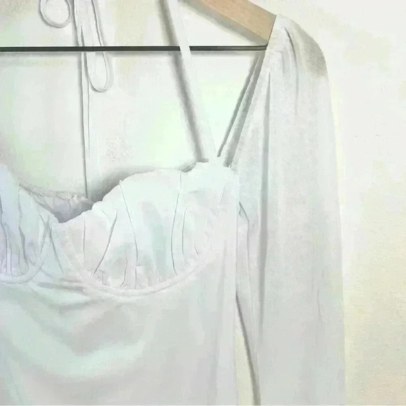 NWT Princess Polly | Dyer Sheer Sleeve White Mini Dress Low Impact | Size US 2 - Picture 7 of 16